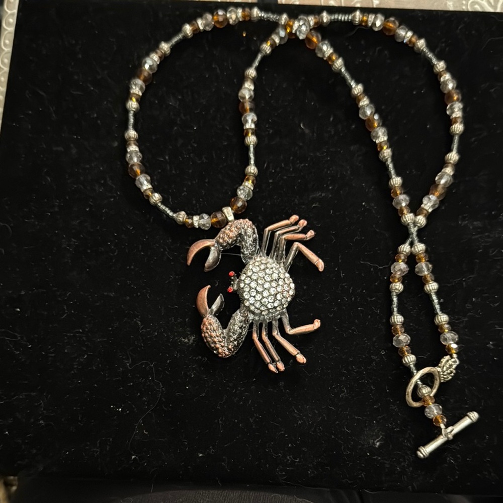 Crystal Crab Pendant Beaded Necklace